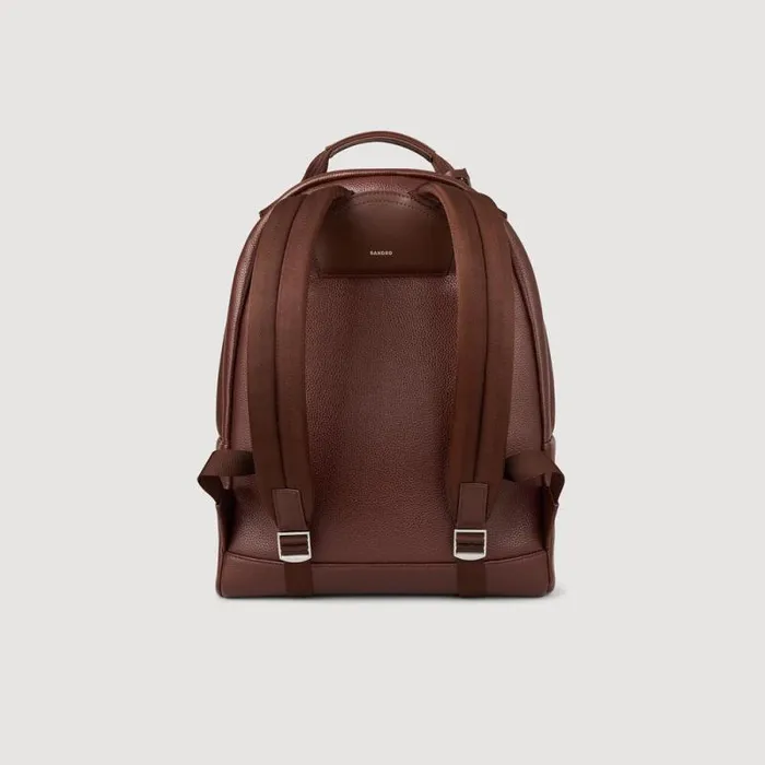 Backpacks Men SANDRO Coated Canvas Backpack Dark Brown