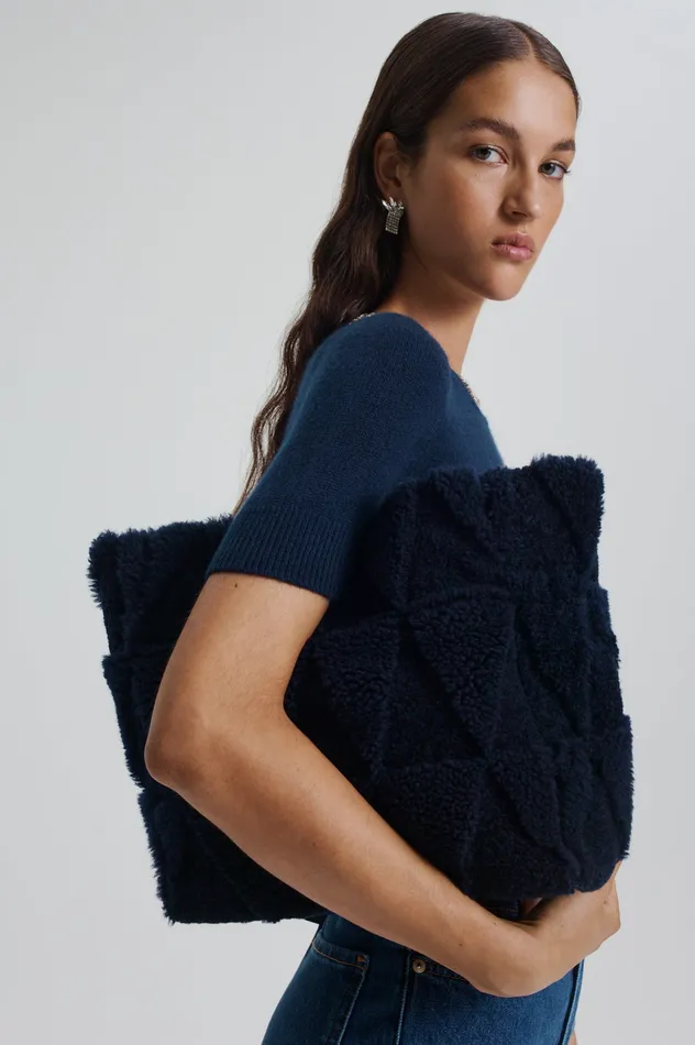 Bags Women Scanlan Theodore SHEARLING TOTE DARKNAVY