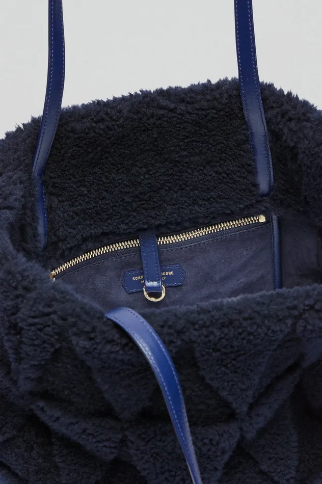Bags Women Scanlan Theodore SHEARLING TOTE DARKNAVY Bags Women Scanlan Theodore SHEARLING TOTE DARKNAVY