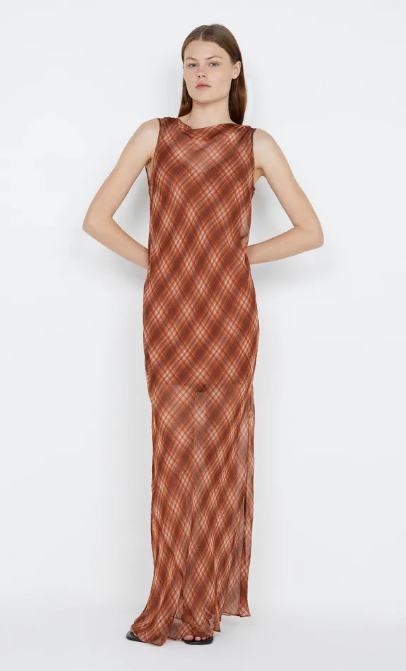 Bec Bridge Dresses DEVI BOATNECK DRESS Desert Check 8211 Women