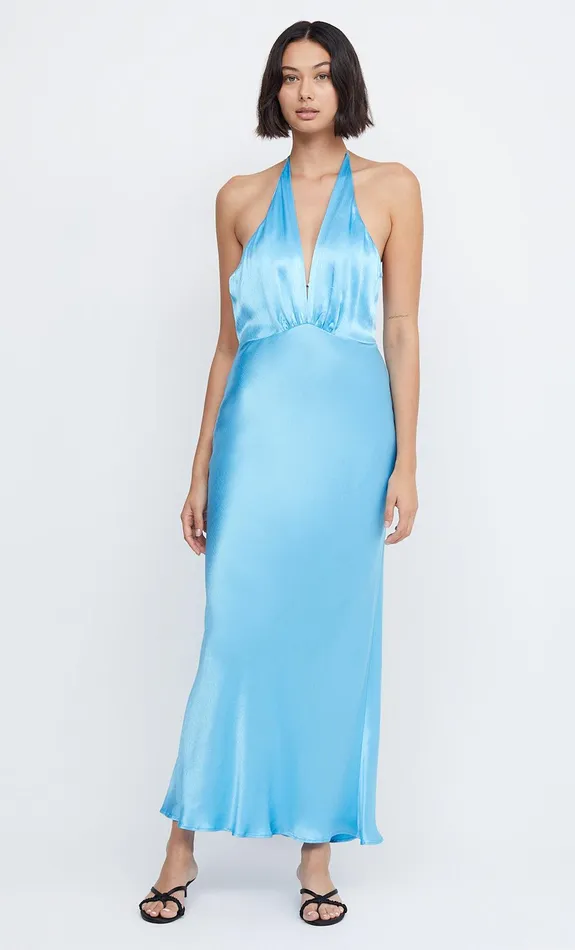 Bec Bridge Dresses INDI HALTER MAXI DRESS Topaz Blue 8211 Women