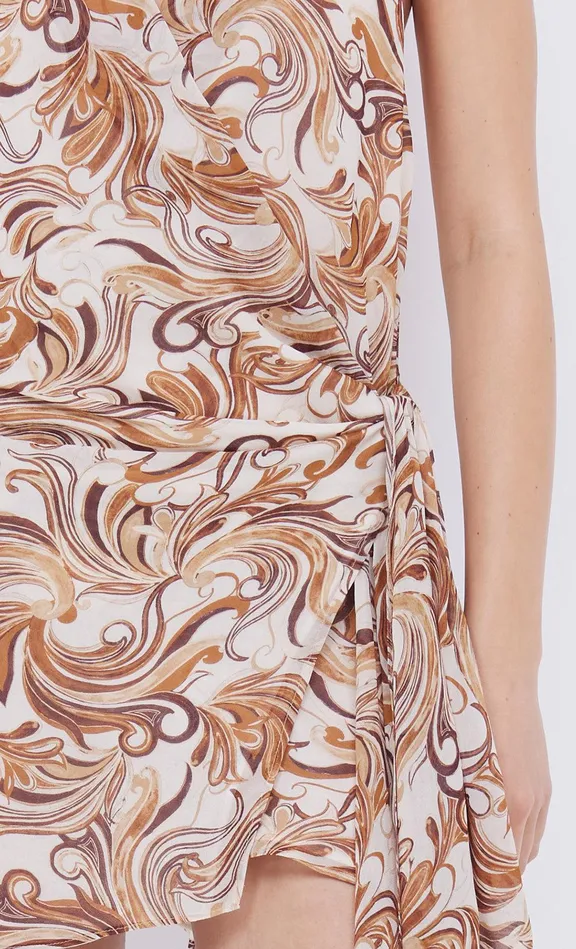 Bec Bridge Dresses JOCELYN WRAP MINI DRESS Cream Swirl 8211 Women
