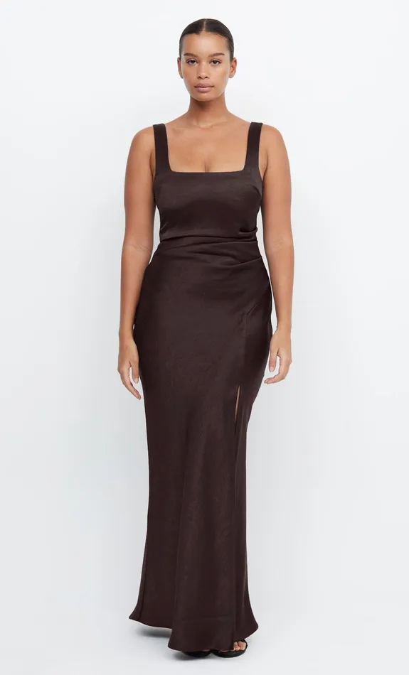 Bec Bridge Dresses THE DREAMER SQUARE NECK DRESS Dark Chocolate 8211 Women