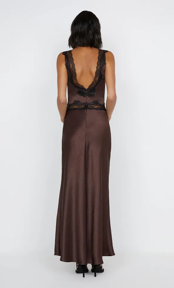 Bec Bridge Event Wear Dresses ALLEGRA LACE TRIM DRESS Dark Chocolateblack 8211 Women
