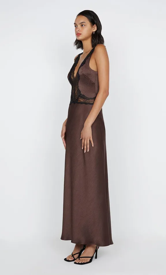 Bec Bridge Event Wear Dresses ALLEGRA LACE TRIM DRESS Dark Chocolateblack 8211 Women