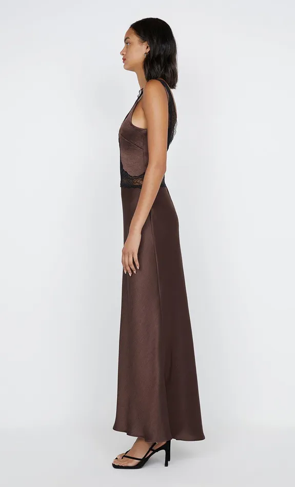 Bec Bridge Event Wear Dresses ALLEGRA LACE TRIM DRESS Dark Chocolateblack 8211 Women