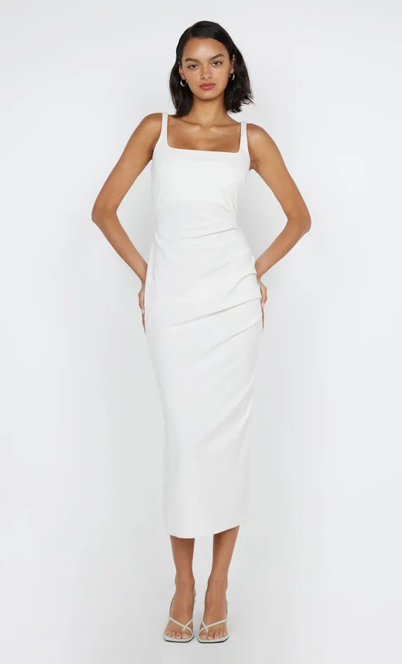 Bec Bridge Event Wear Dresses AVELINE TUCK MIDI DRESS White 8211 Women
