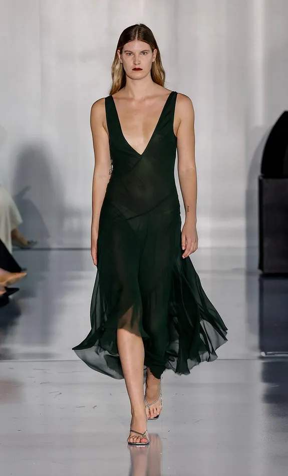 Bec Bridge Maxi Dresses ISOLDE V NECK DRESS Bottle Green 8211 Women