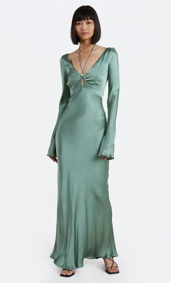 Bec Bridge Maxi Dresses MALYKA LONG SLEEVE MAXI DRESS Moss Green 8211 Women