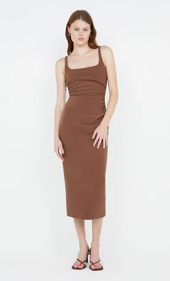 Bec Bridge Midi Dresses KARINA TUCK MIDI DRESS Chocolate 8211 Women