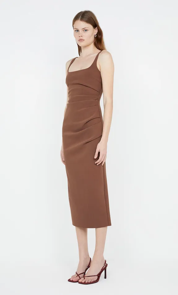 Bec Bridge Midi Dresses KARINA TUCK MIDI DRESS Chocolate 8211 Women