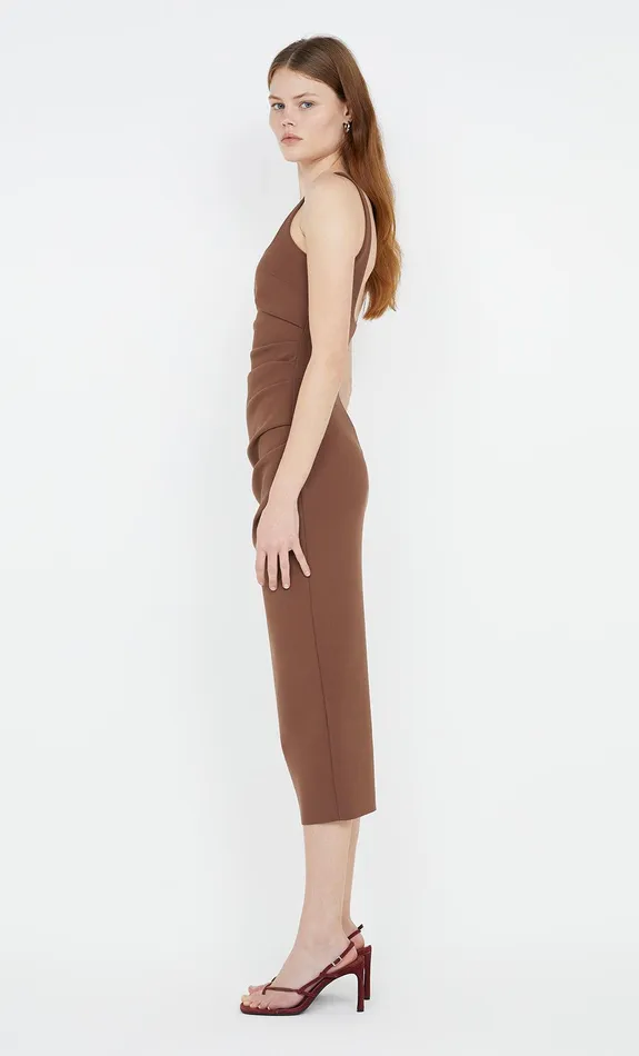 Bec Bridge Midi Dresses KARINA TUCK MIDI DRESS Chocolate 8211 Women