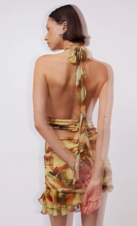 Bec Bridge Mini Dresses FIORE HALTER MINI DRESS Citrus Rose 8211 Women