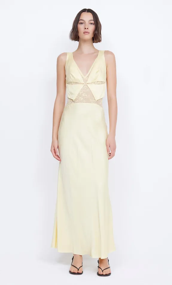 Bec Bridge Prom Dresses JULIETTE V NECK MAXI DRESS Butter Yellow 8211 Women