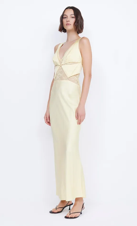 Bec Bridge Prom Dresses JULIETTE V NECK MAXI DRESS Butter Yellow 8211 Women
