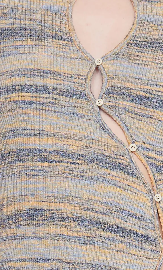 Bec Bridge Tops ALIENOR KEY HOLE KNIT TOP Ocean Dusk 8211 Women