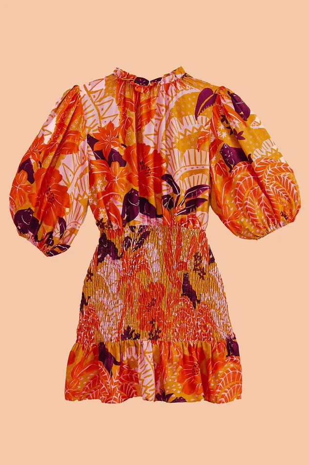 Beige Jungle Panther Lenzing Ecovero Viscose Mini Dress Women Farm Rio Mini Dresses