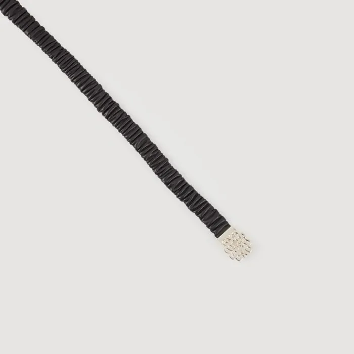 Belts Women SANDRO Elasticated Leather Belt Black
