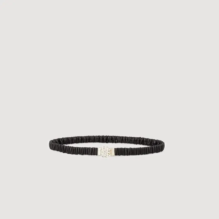 Belts Women SANDRO Elasticated Leather Belt Black