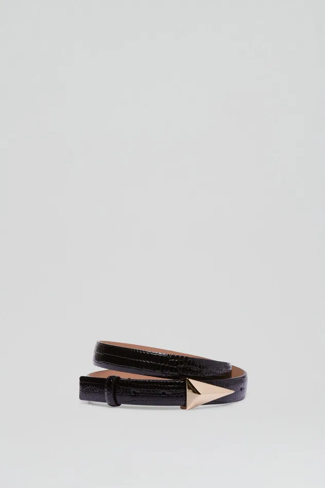 Belts Women Scanlan Theodore EMBOSSED TRIANGLE TRIM BELT 2 BLACK Belts Women Scanlan Theodore EMBOSSED TRIANGLE TRIM BELT 2 BLACK