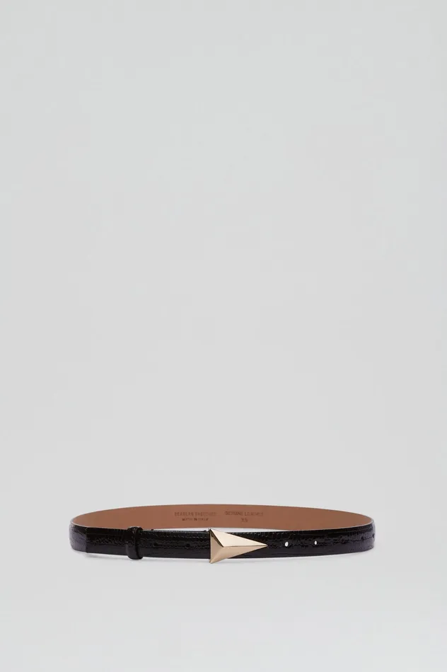 Belts Women Scanlan Theodore EMBOSSED TRIANGLE TRIM BELT 2 BLACK Belts Women Scanlan Theodore EMBOSSED TRIANGLE TRIM BELT 2 BLACK