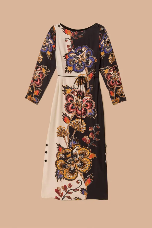 Black And White Maxi Floral Lenzing Ecovero Viscose Midi Dress Women Farm Rio Midi Dresses