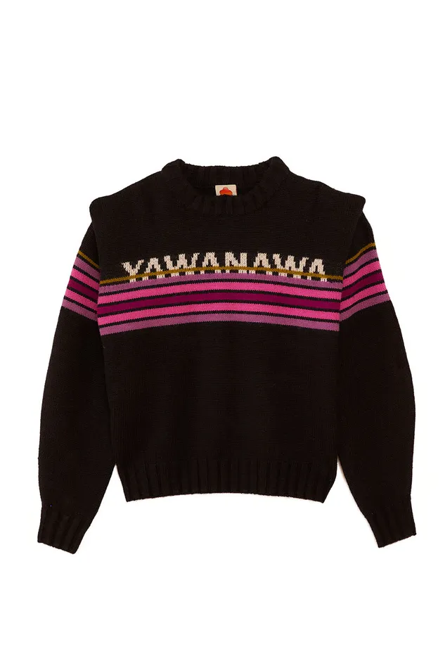 Black Graphic Yawanawa Sweater Women Farm Rio Sweaters and Sweatshirts