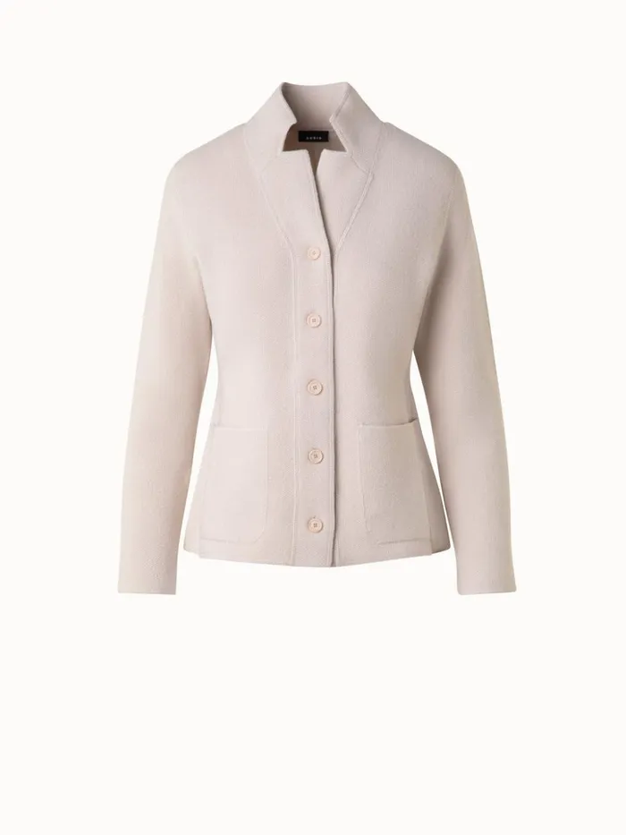 Blazer Style Cashmere Knit Cardigan Sand Women Akris Cashmere