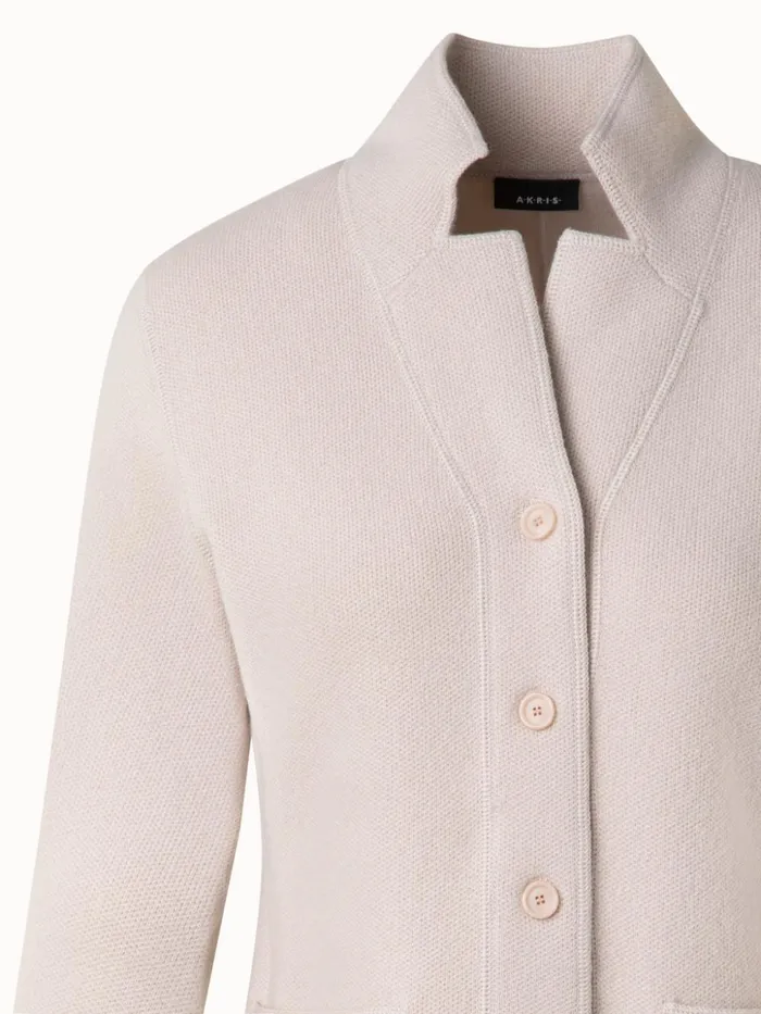 Blazer Style Cashmere Knit Cardigan Sand Women Akris Cashmere
