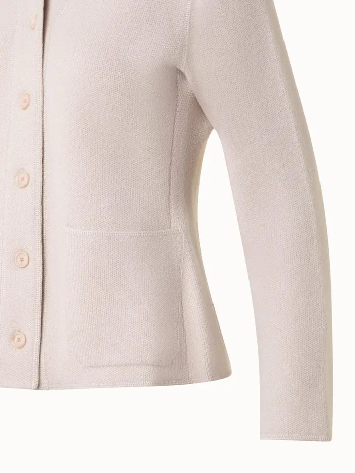 Blazer Style Cashmere Knit Cardigan Sand Women Akris Cashmere