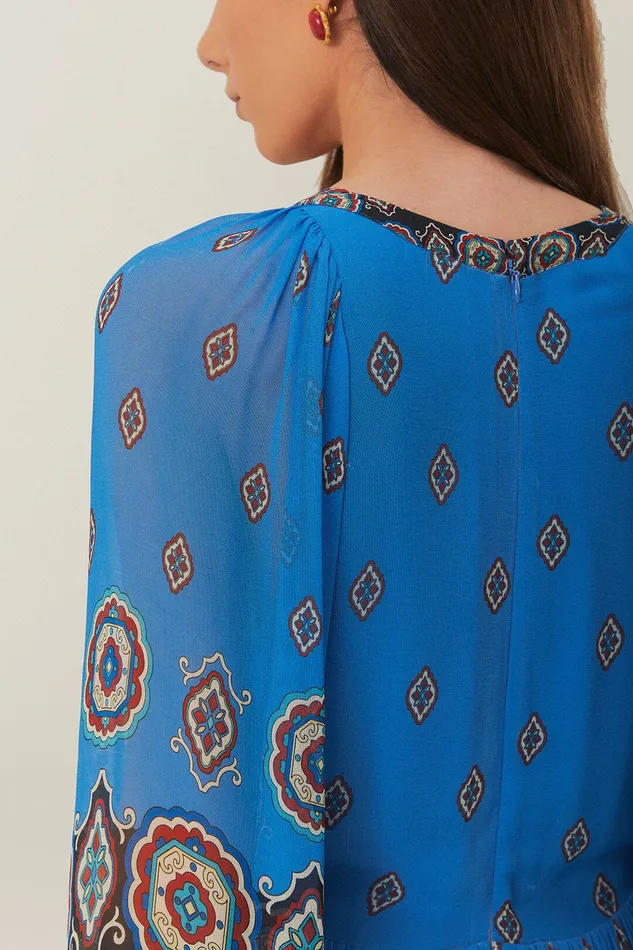 Blue Ainika Tiles Maxi Dress Women Farm Rio Maxi Dresses