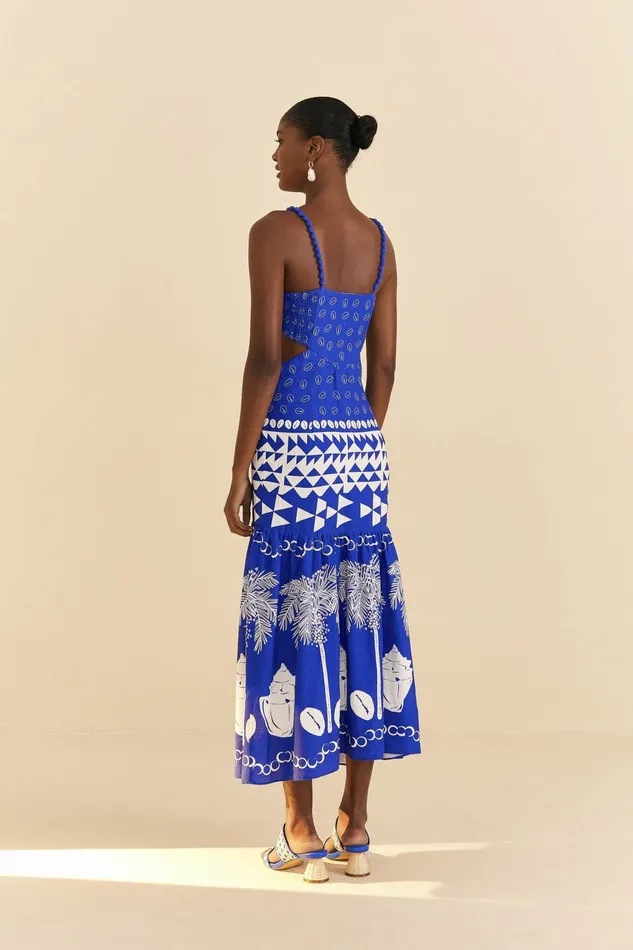 Blue Mixed Ondina Midi Dress Women Farm Rio Midi Dresses