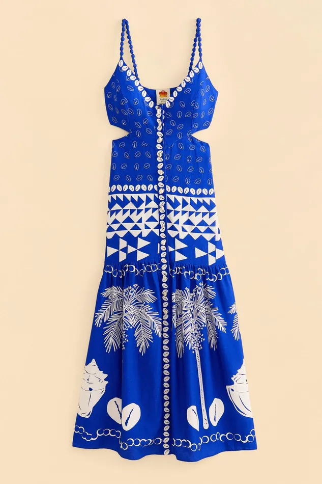 Blue Mixed Ondina Midi Dress Women Farm Rio Midi Dresses