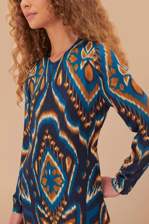 Blue Pineapple Ikat Lenzing Ecovero Viscose Maxi Dress Women Farm Rio Maxi Dresses