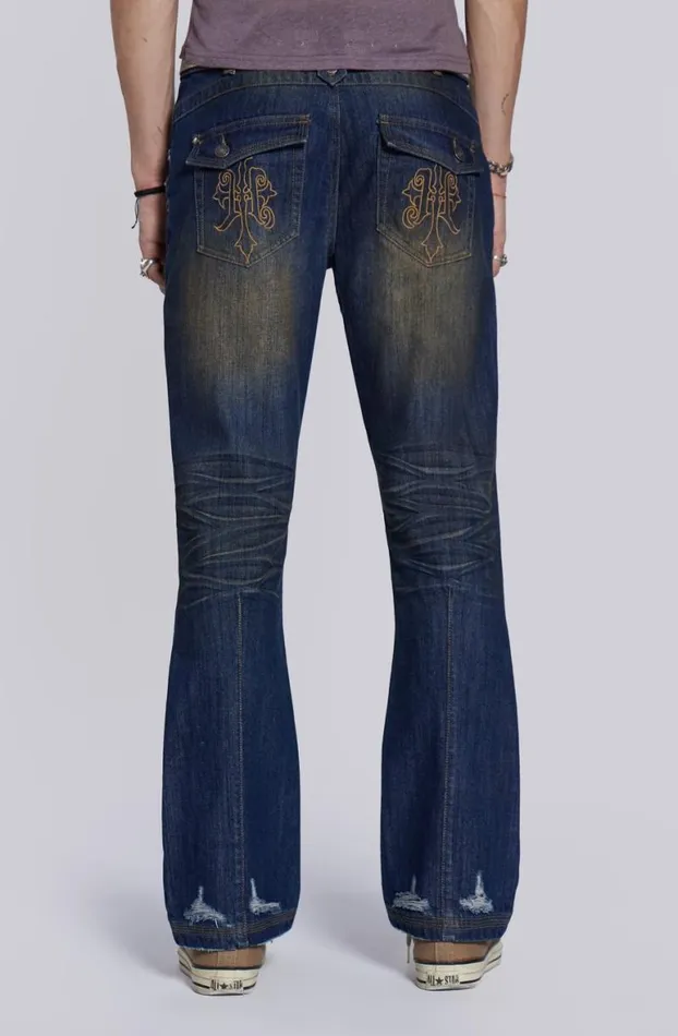 Bootcut Jeans Men Jaded London Embroidered Bass Jeans