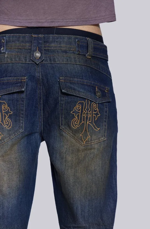 Bootcut Jeans Men Jaded London Embroidered Bass Jeans