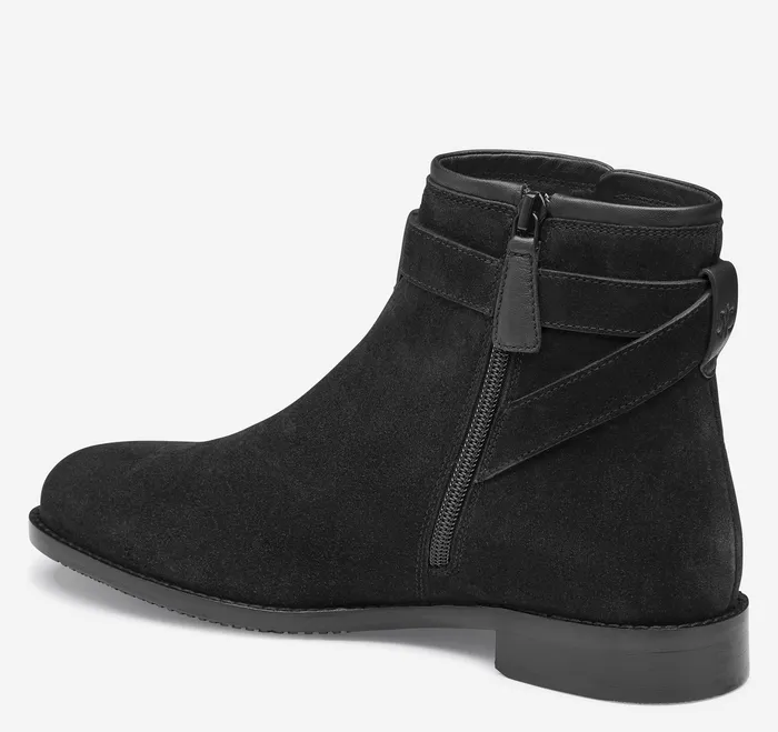 Boots and Booties Darby Snap Bootie Black Suede Johnston and Murphy Women