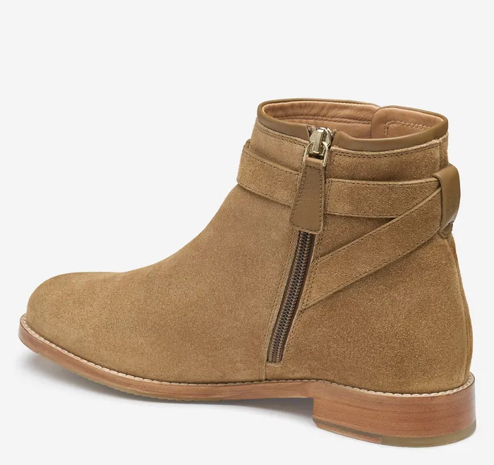 Boots and Booties Johnston and Murphy Women Darby Snap Bootie Chesnut Suede
