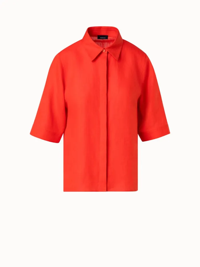 Boxy Shirt Blouse In Linen Voile Cadmium Women Akris Blouses