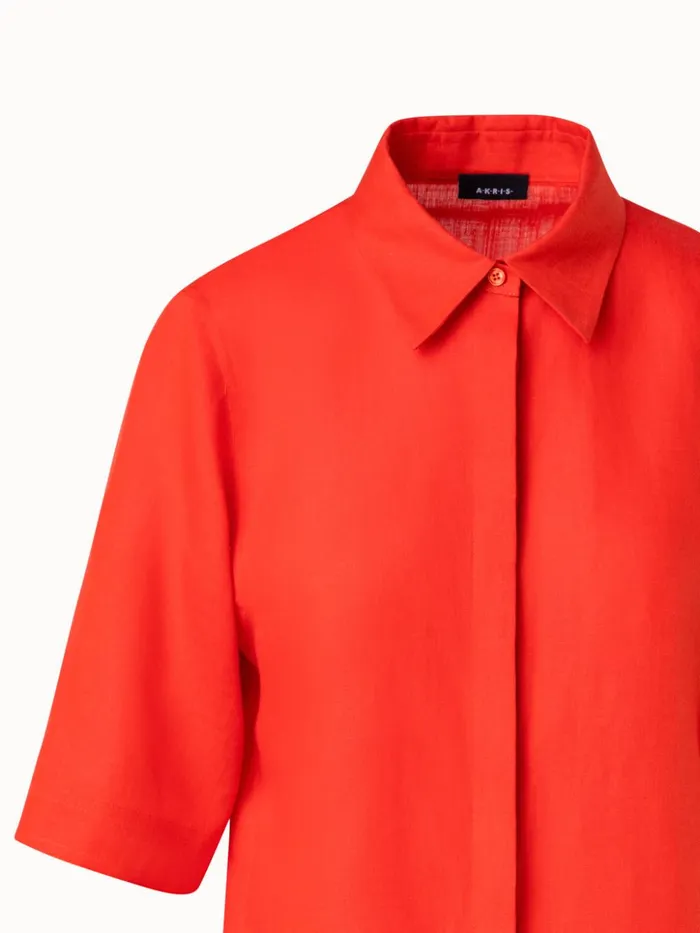 Boxy Shirt Blouse In Linen Voile Cadmium Women Akris Blouses