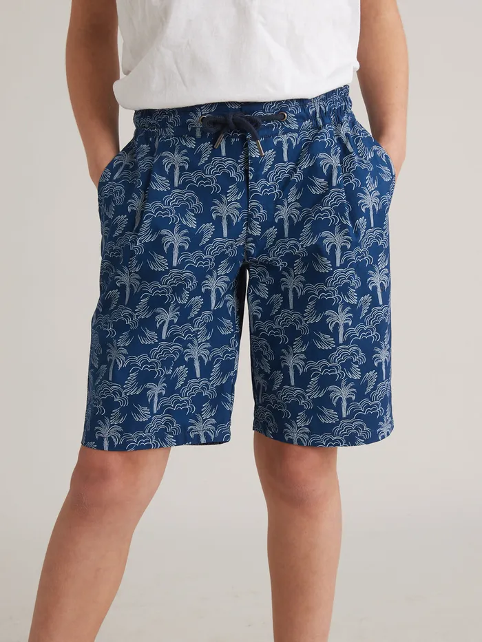 Boys Cyrillus Clothing Palm Print Bermuda Shorts