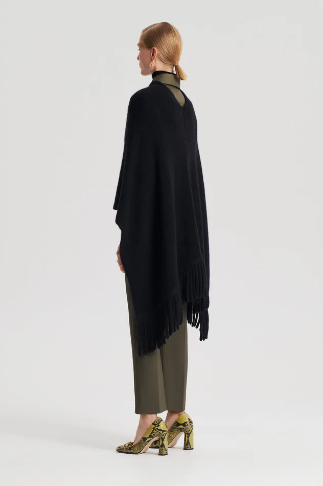 Capes Women Scanlan Theodore FRINGED CAPE BLACK