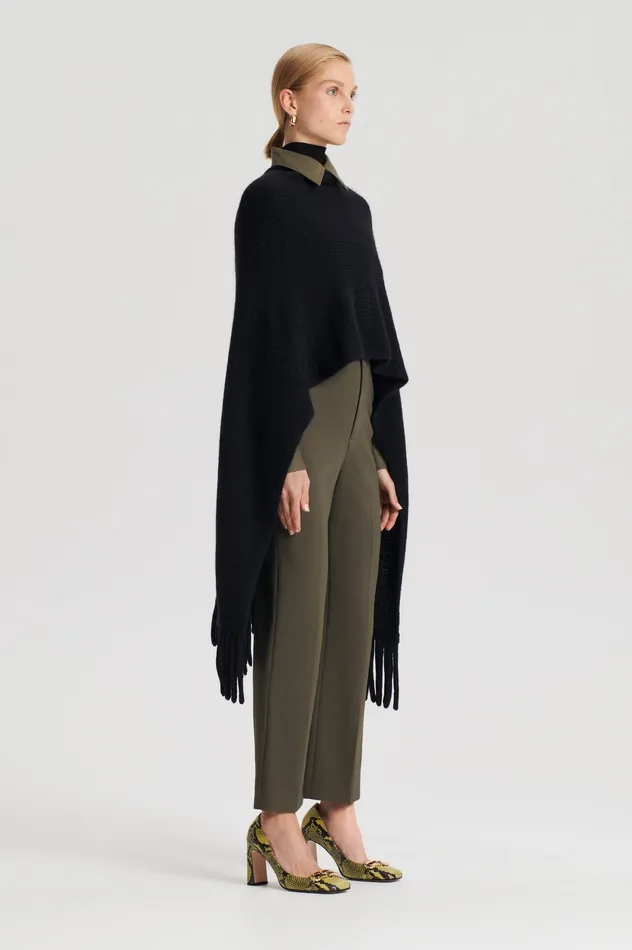 Capes Women Scanlan Theodore FRINGED CAPE BLACK