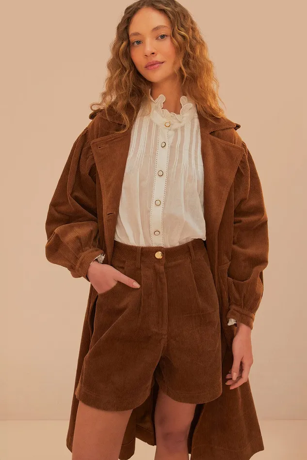 Caramel Corduroy Shorts Women Farm Rio Shorts