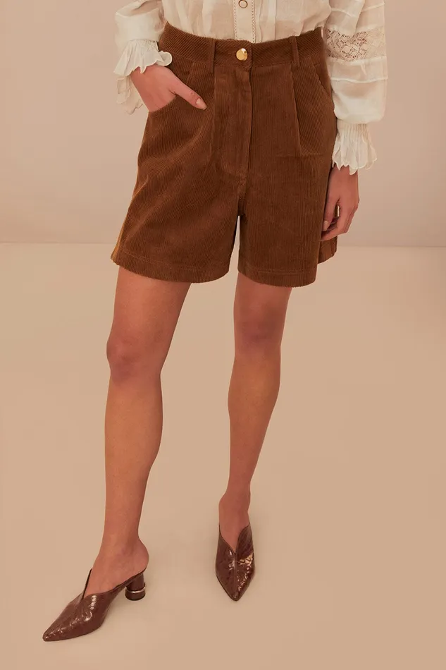 Caramel Corduroy Shorts Women Farm Rio Shorts