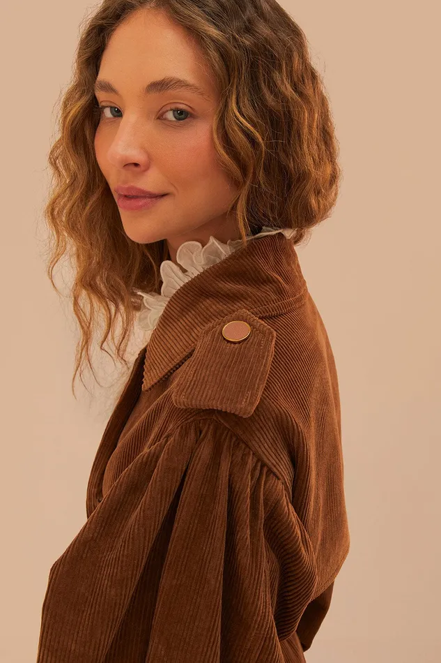 Caramel Corduroy Trench Coat Women Farm Rio Coats