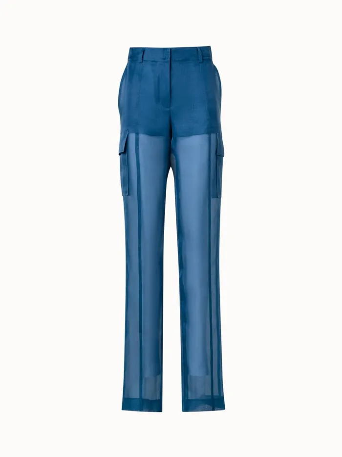 Cargo Pants In SemiSheer Silk Denim Women Akris Pants