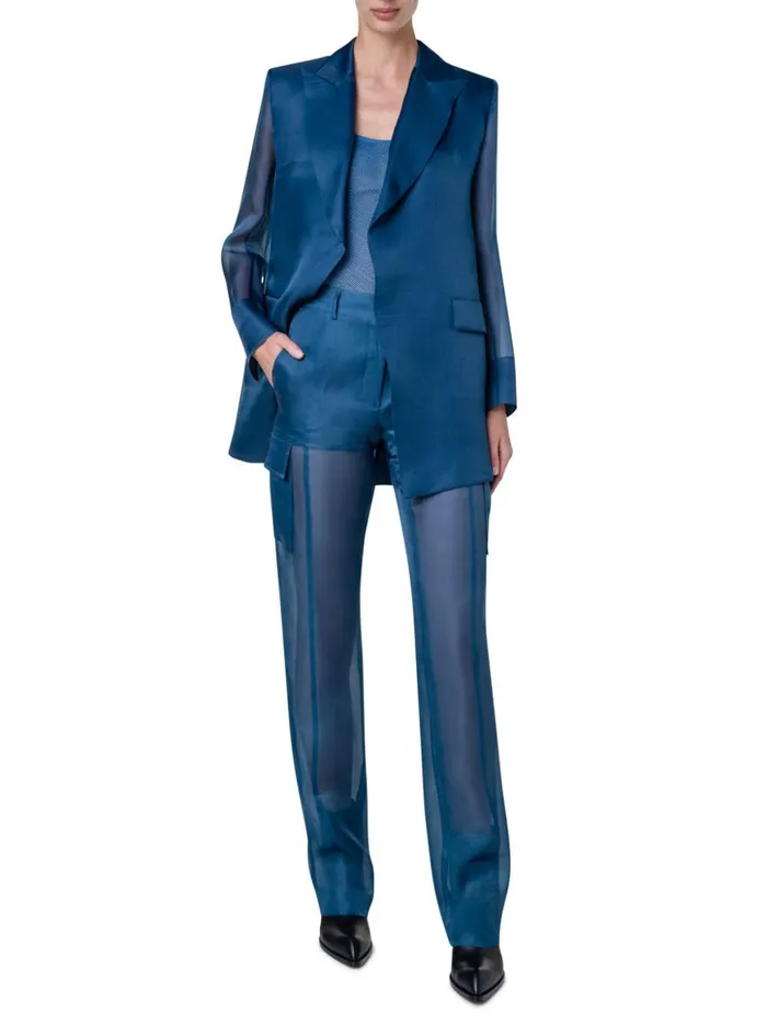 Cargo Pants In SemiSheer Silk Denim Women Akris Pants