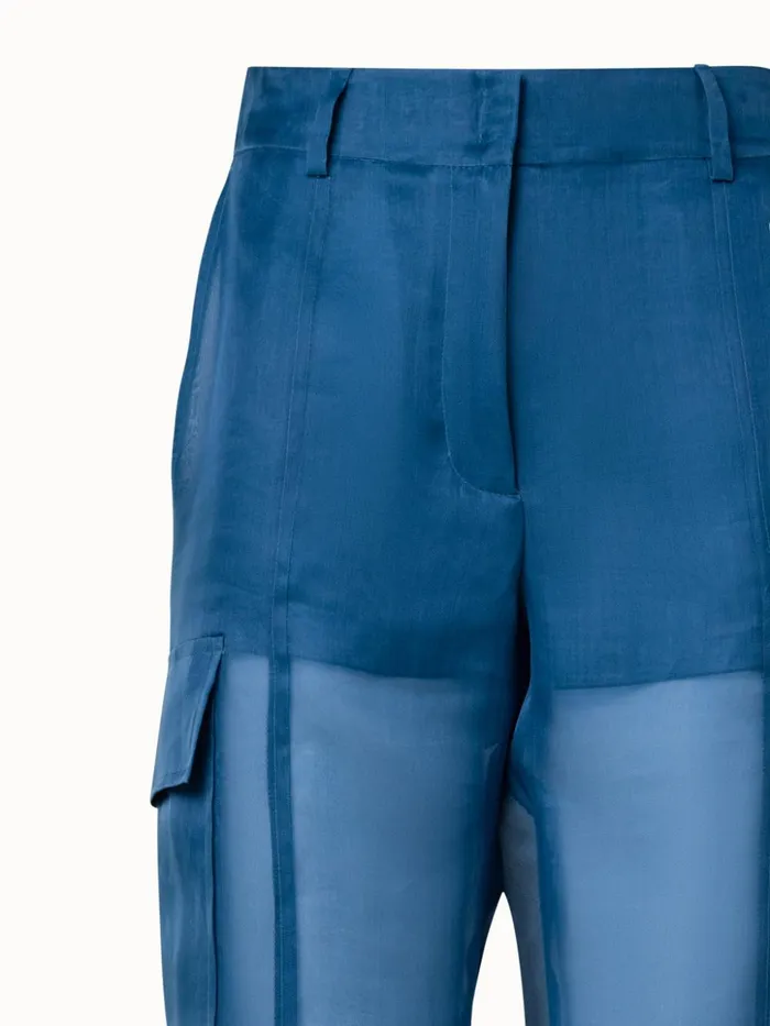 Cargo Pants In SemiSheer Silk Denim Women Akris Pants