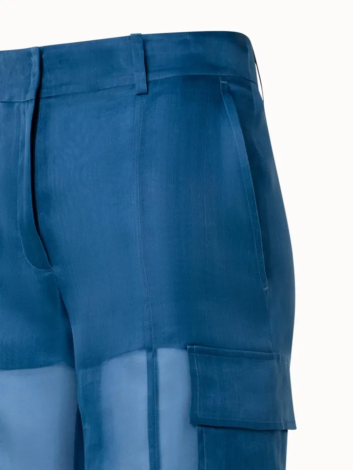 Cargo Pants In SemiSheer Silk Denim Women Akris Pants